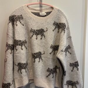 Leopard Print Gray Sweater